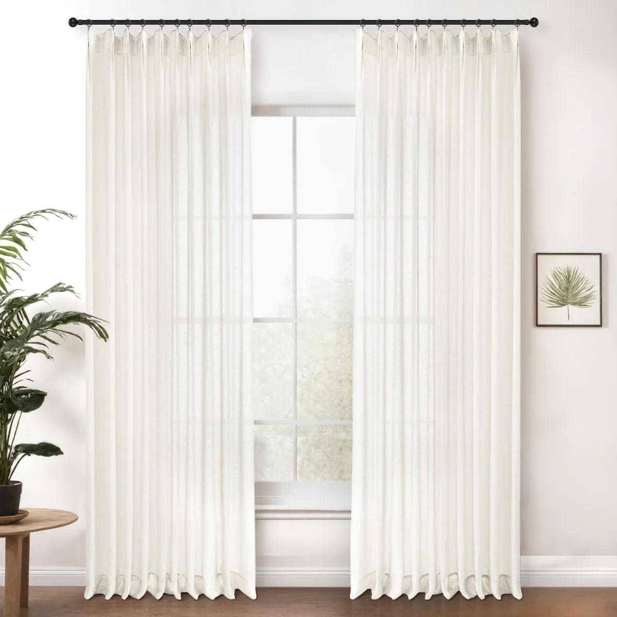 Bright White | Cloud Linen Sheer Curtains Natural Soft Breezy Custom Drapes | Pleated