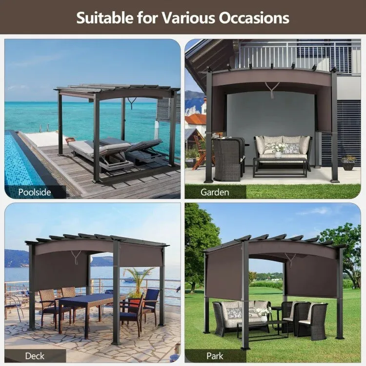 Brown 10 x 10ft Outdoor Retractable Pergola with Adjustable Sliding Sun Shade Canopy- Model #58024173