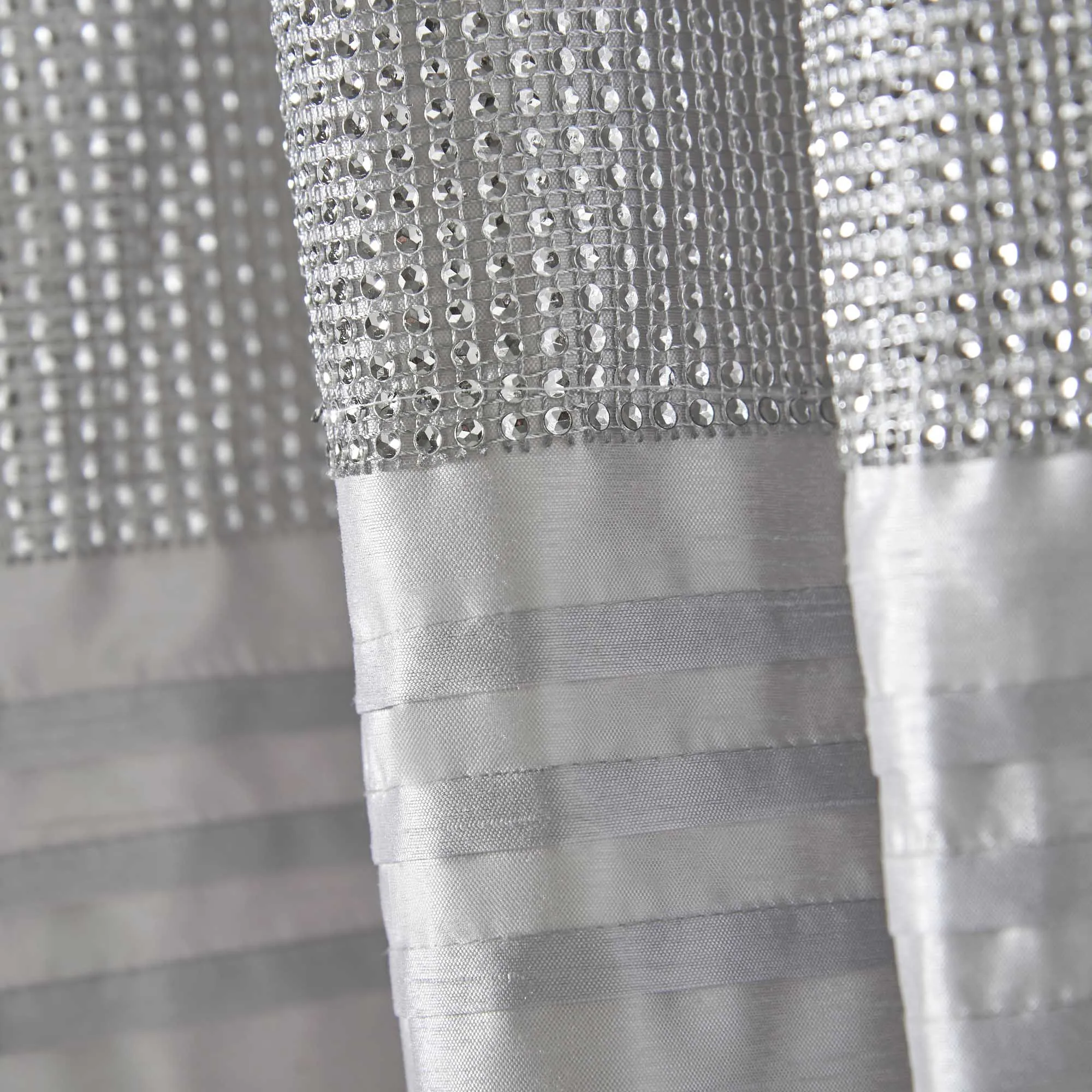 Cannes Eyelet Curtains - Faux Silk Pintuck Embellished -Silver