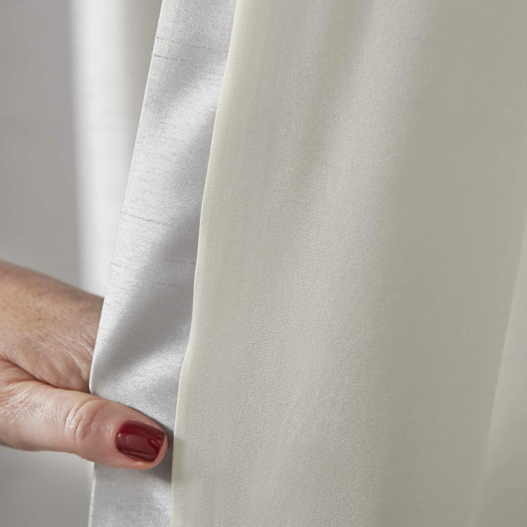 Cannes Eyelet Curtains - Faux Silk Pintuck Embellished -Silver