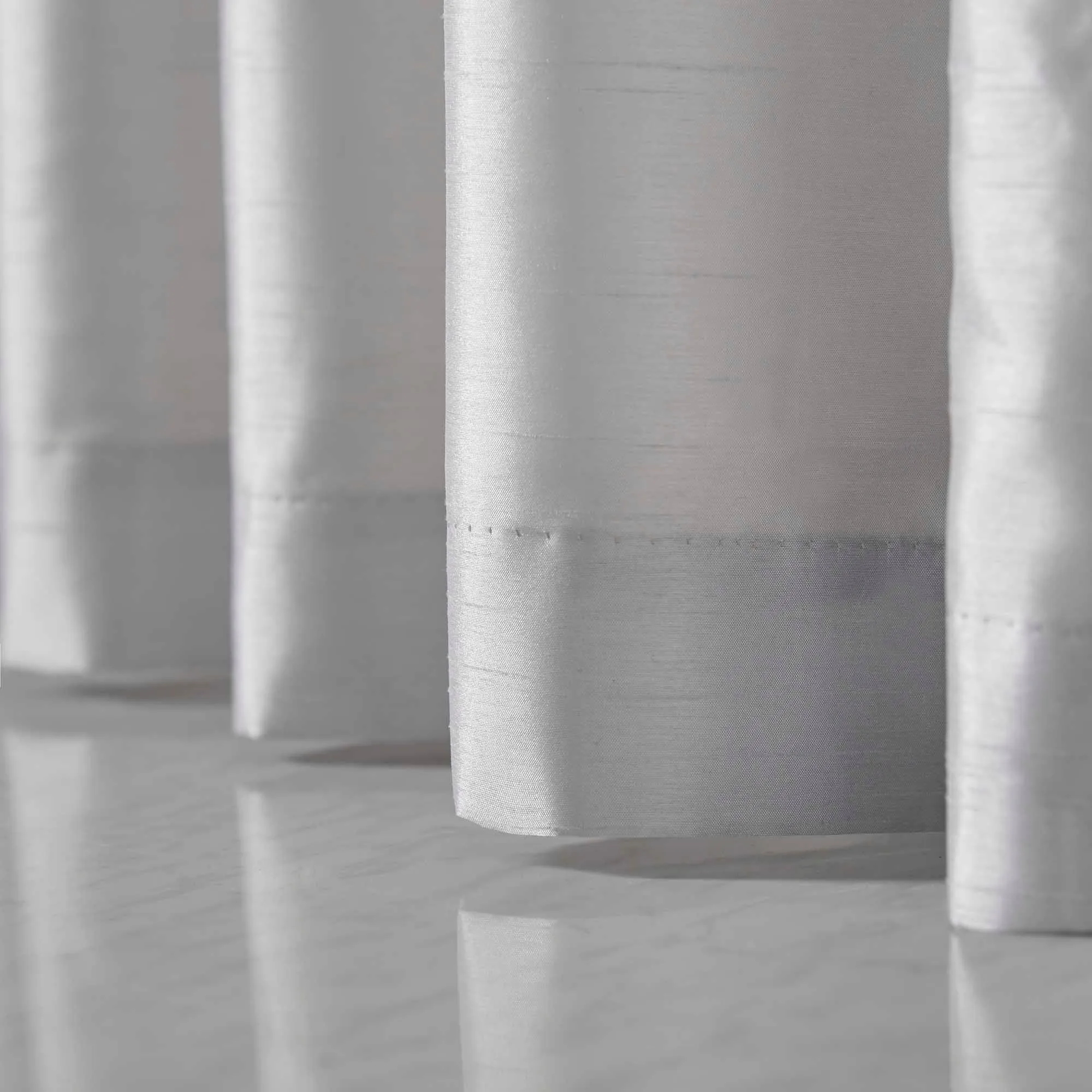 Cannes Eyelet Curtains - Faux Silk Pintuck Embellished -Silver