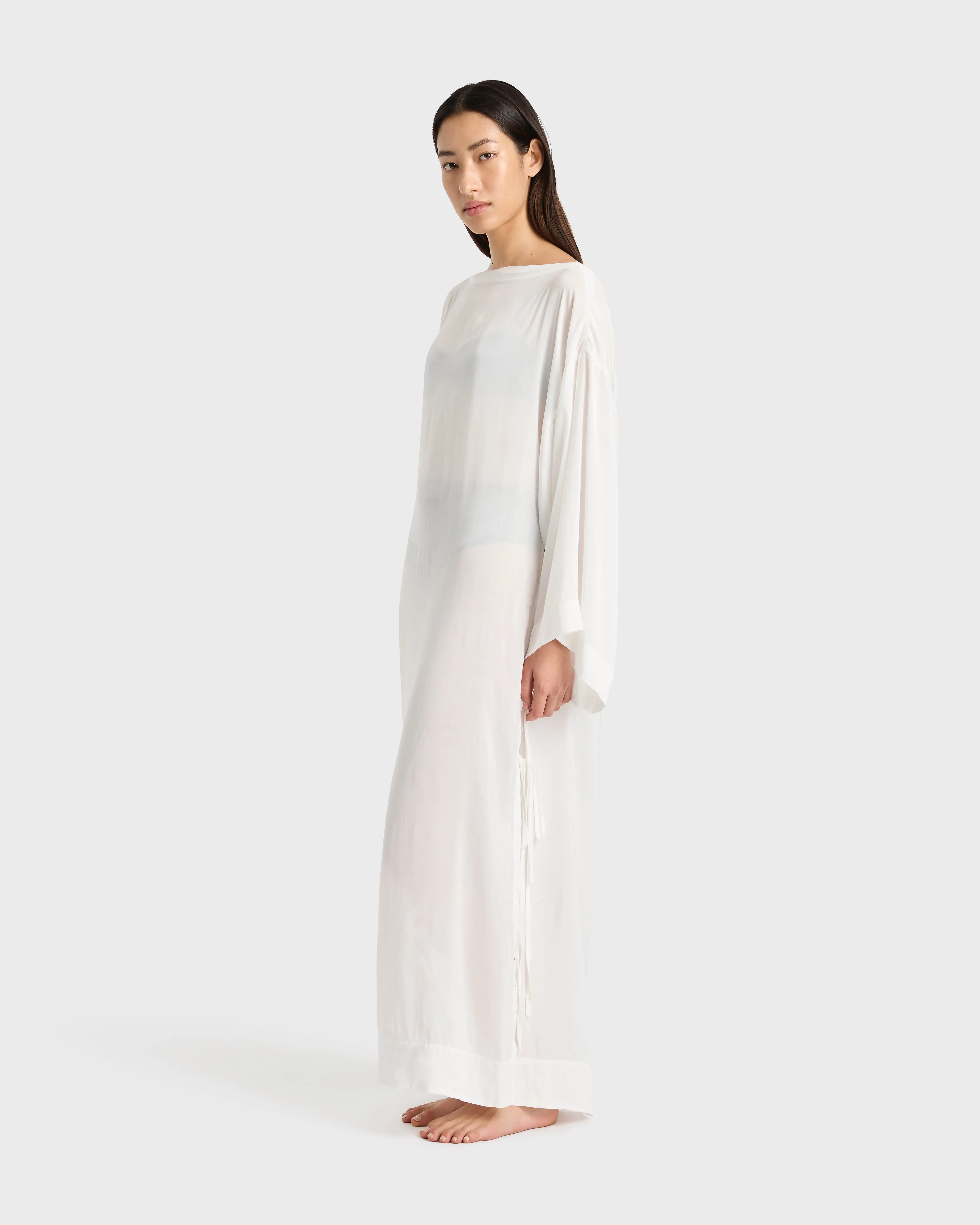 Cremona Tie Side Maxi Coverup - White