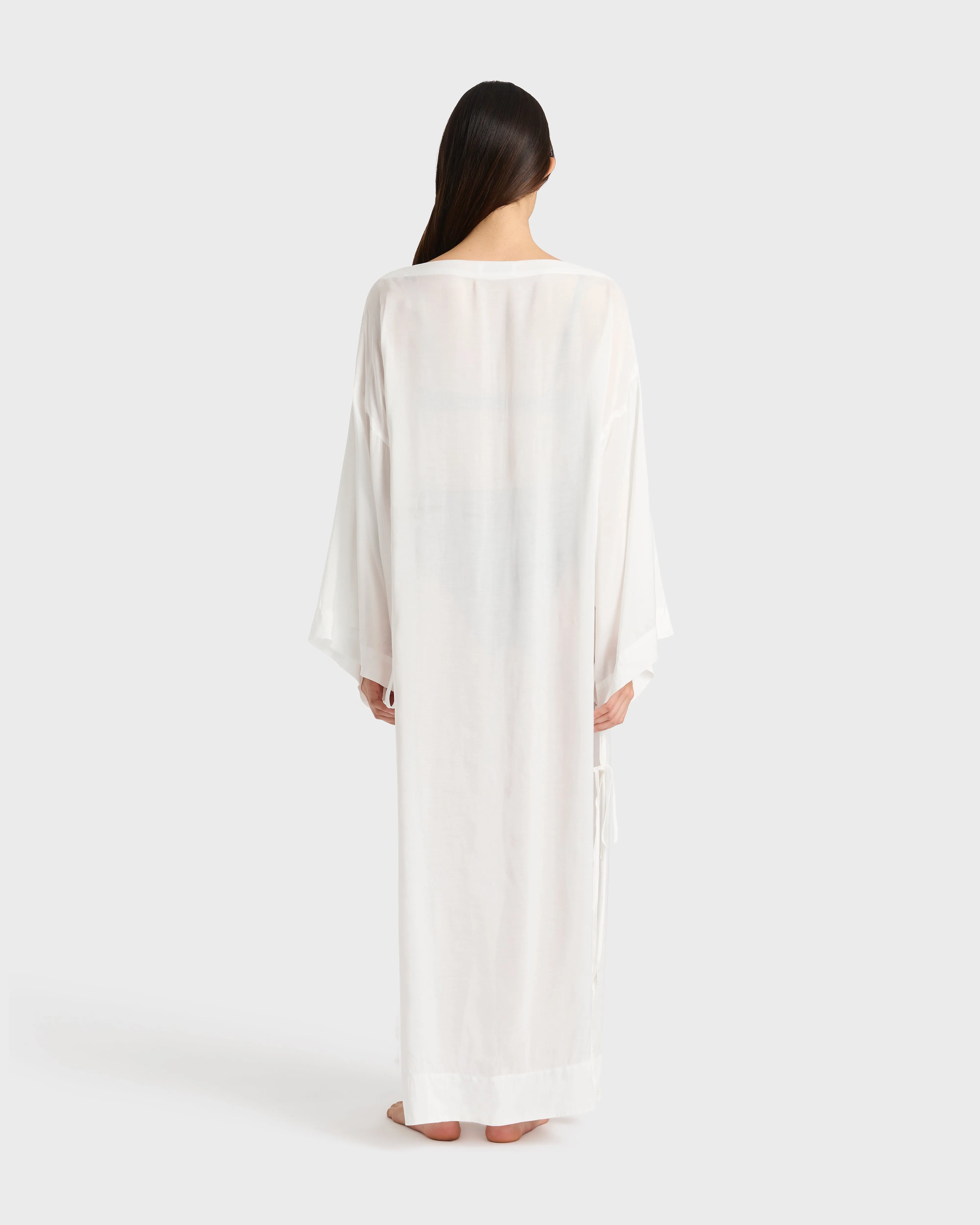Cremona Tie Side Maxi Coverup - White