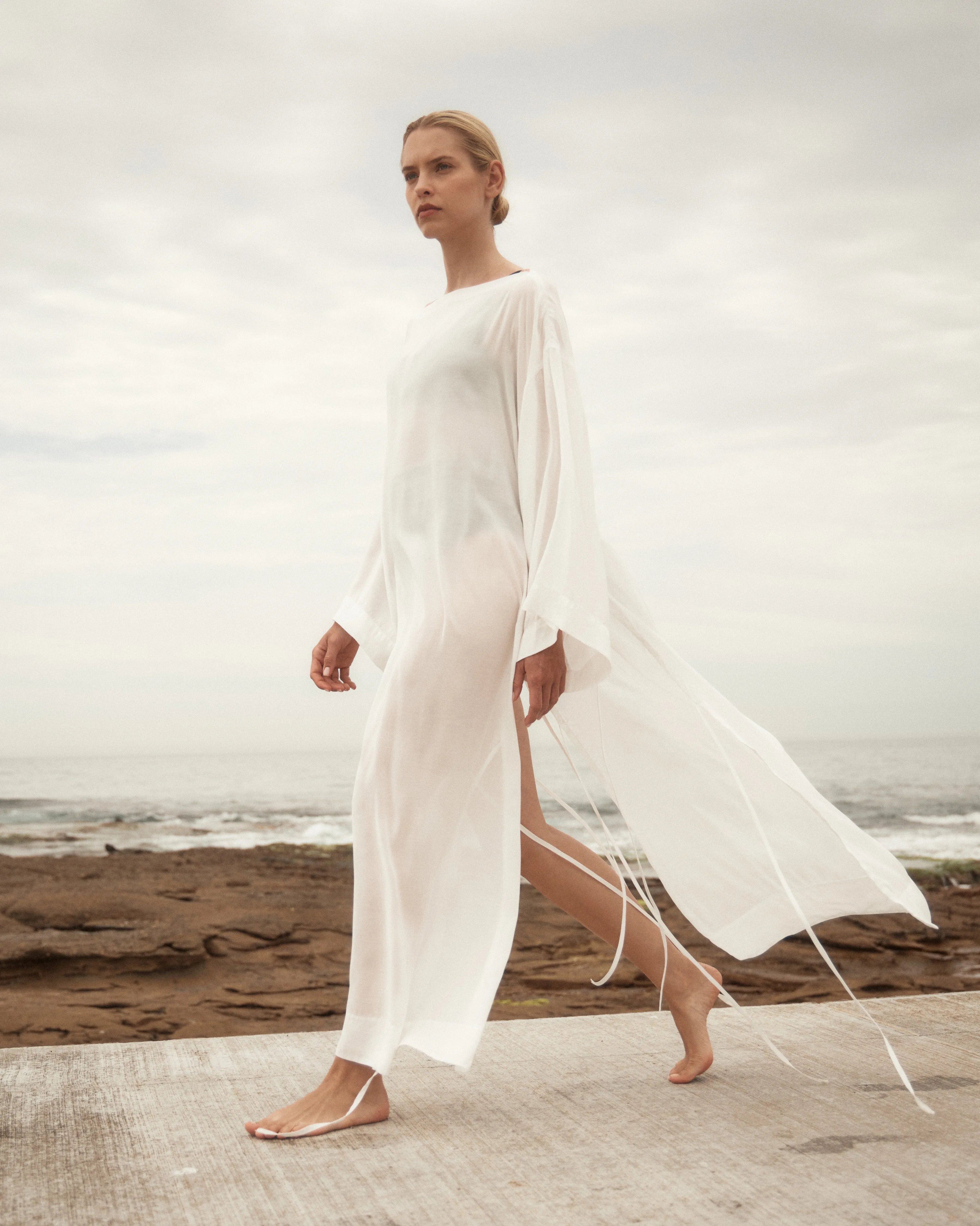 Cremona Tie Side Maxi Coverup - White