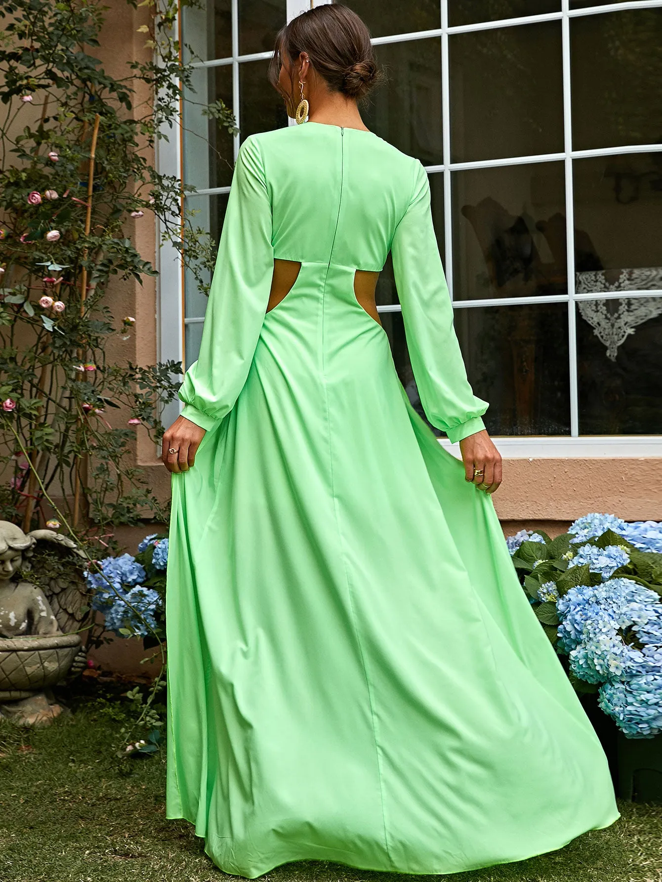 Cutout Split Surplice Maxi Dress
