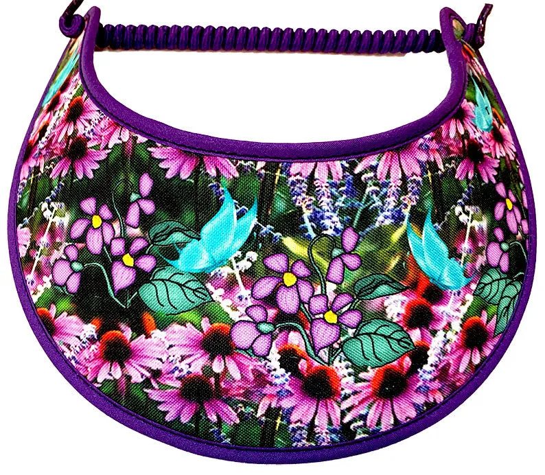 Daisies & Butterflies on Black Sun Visor