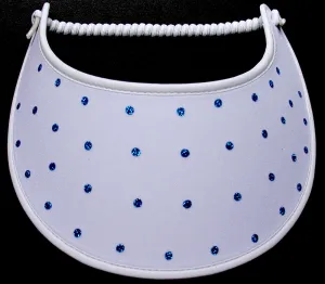 Dots in Turquoise Glitz on White Sun Visor