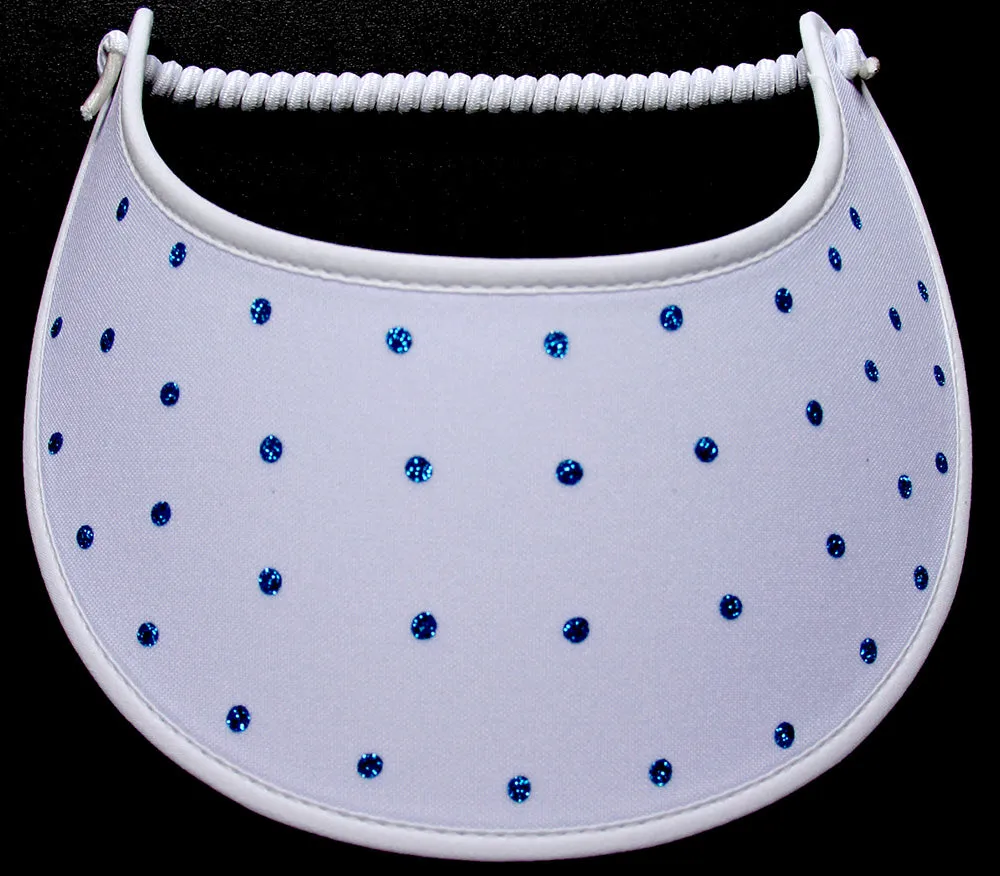 Dots in Turquoise Glitz on White Sun Visor