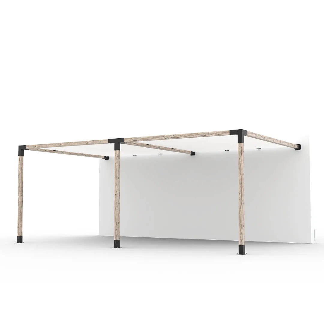 Double Wall Mount Pergola Kit with 2 SHADE SAILS for 4x4 Wood Posts