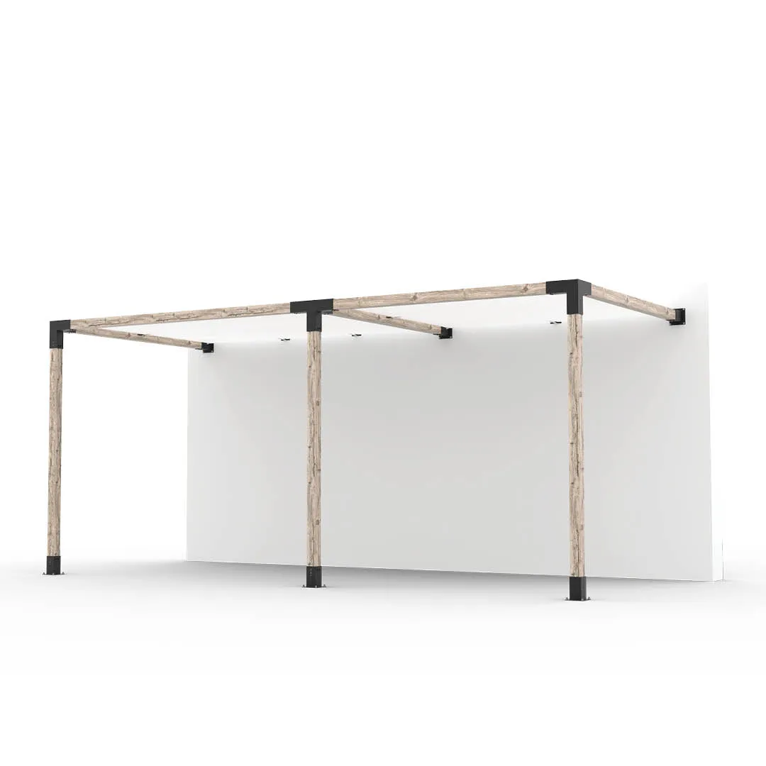 Double Wall Mount Pergola Kit with 2 SHADE SAILS for 4x4 Wood Posts