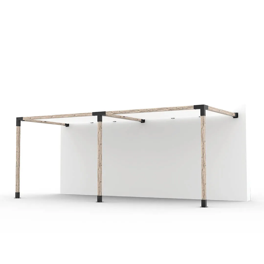 Double Wall Mount Pergola Kit with 2 SHADE SAILS for 4x4 Wood Posts