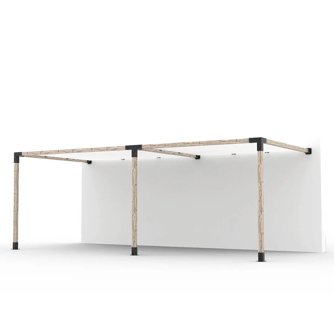 Double Wall Mount Pergola Kit with 2 SHADE SAILS for 4x4 Wood Posts