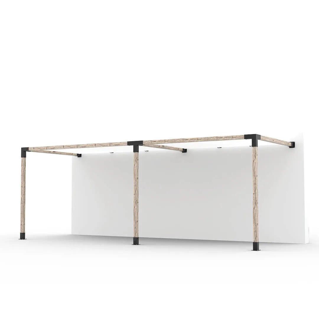 Double Wall Mount Pergola Kit with 2 SHADE SAILS for 4x4 Wood Posts
