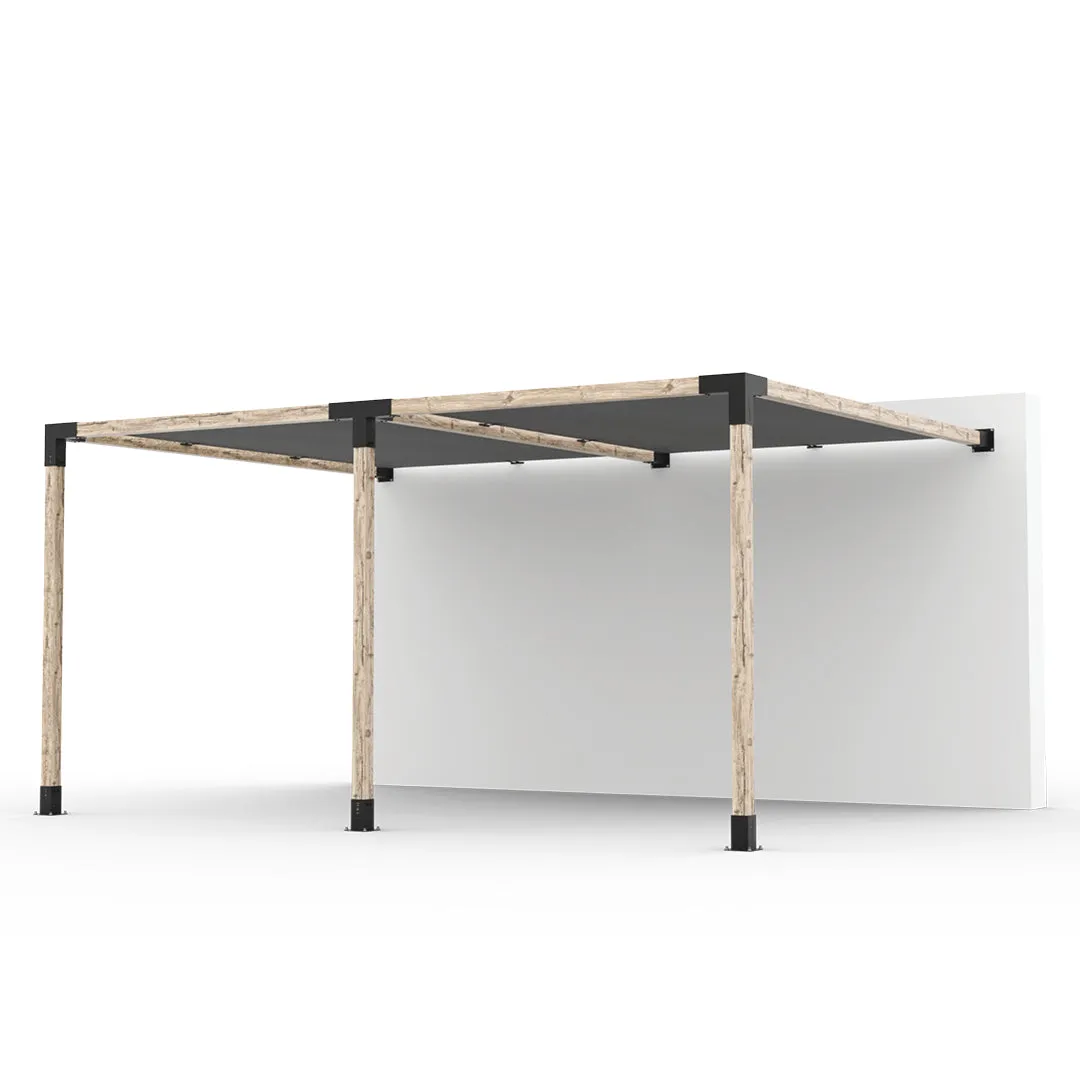 Double Wall Mount Pergola Kit with 2 SHADE SAILS for 4x4 Wood Posts