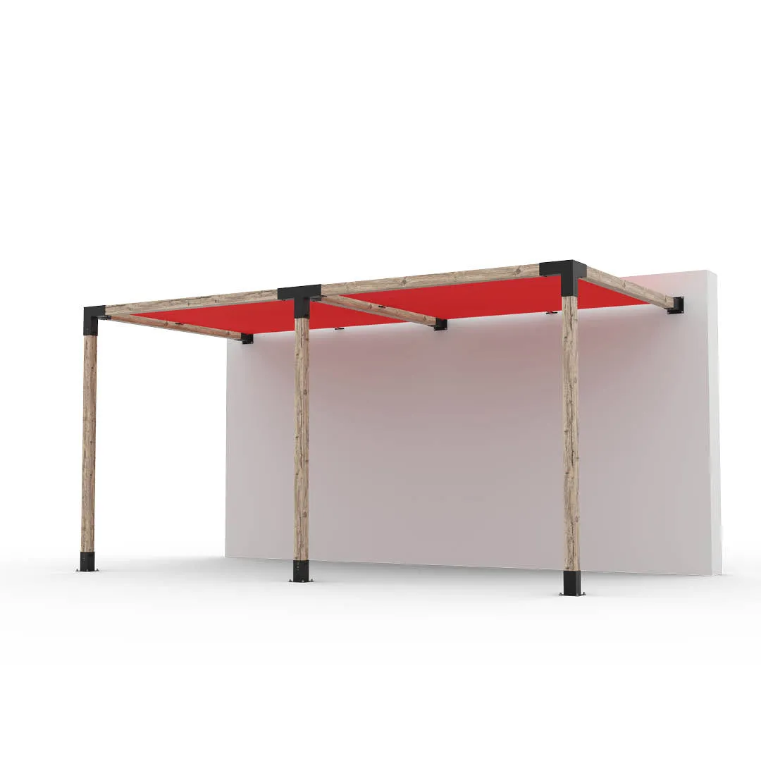 Double Wall Mount Pergola Kit with 2 SHADE SAILS for 4x4 Wood Posts