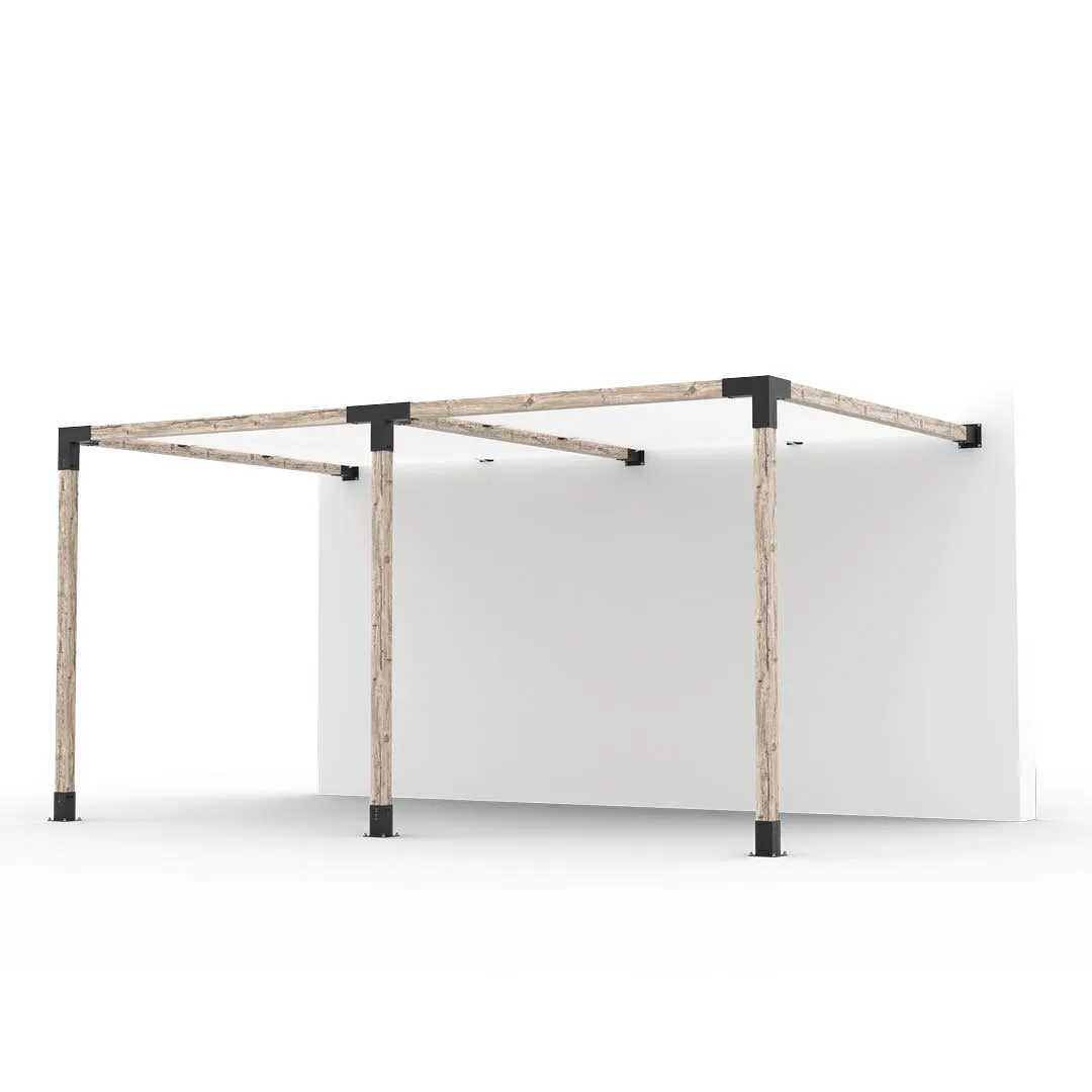 Double Wall Mount Pergola Kit with 2 SHADE SAILS for 4x4 Wood Posts