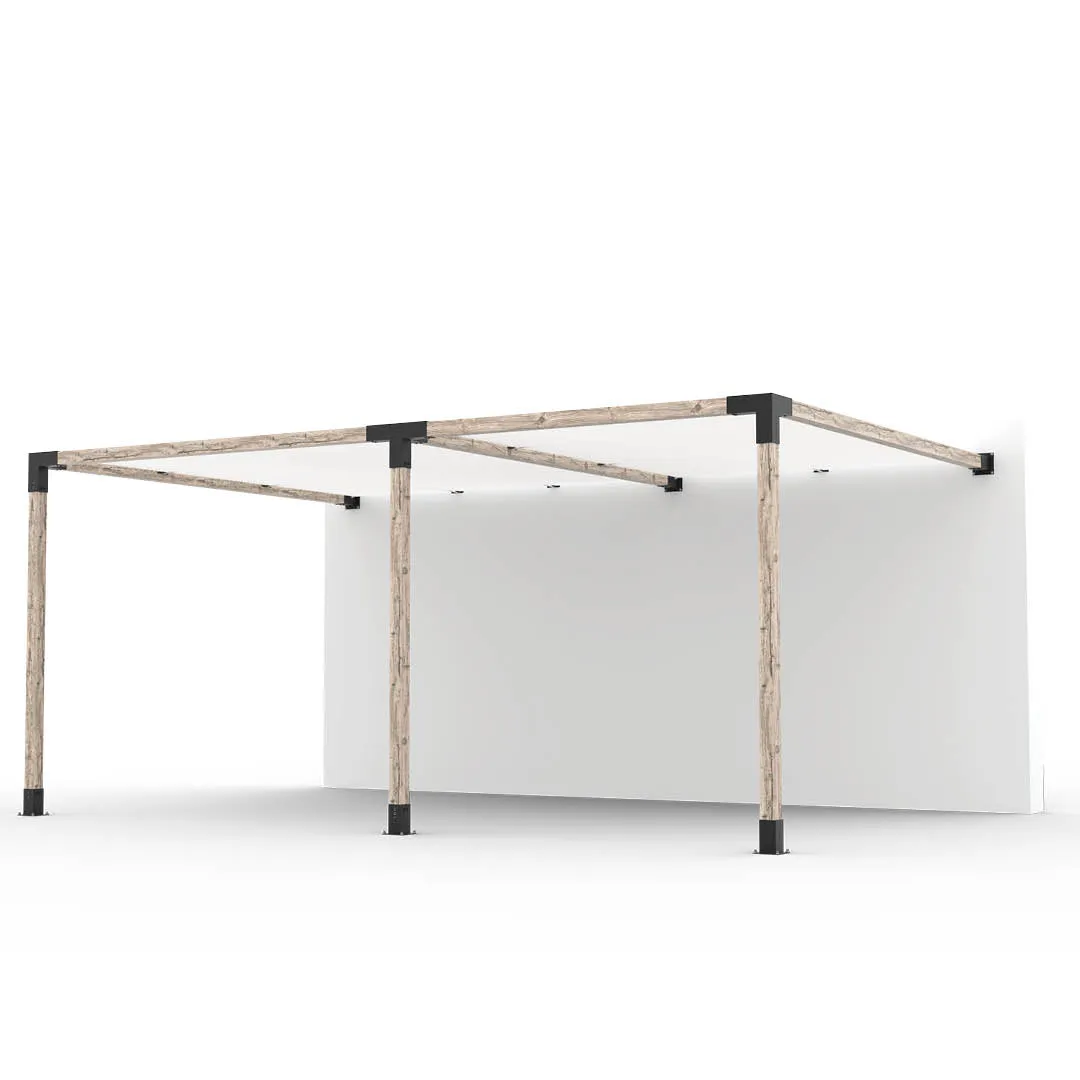 Double Wall Mount Pergola Kit with 2 SHADE SAILS for 4x4 Wood Posts