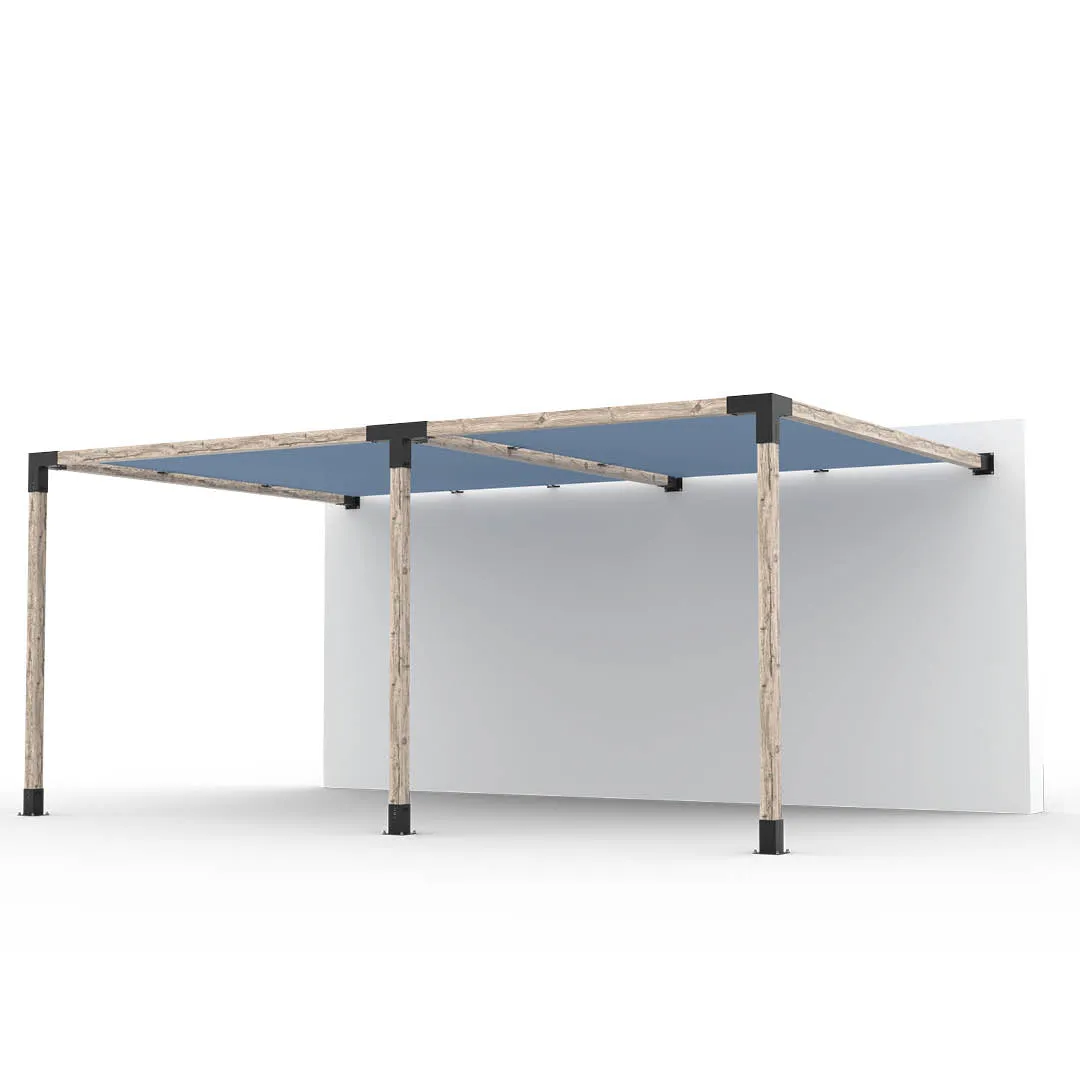 Double Wall Mount Pergola Kit with 2 SHADE SAILS for 4x4 Wood Posts