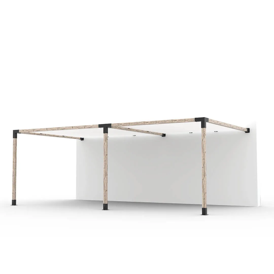 Double Wall Mount Pergola Kit with 2 SHADE SAILS for 4x4 Wood Posts