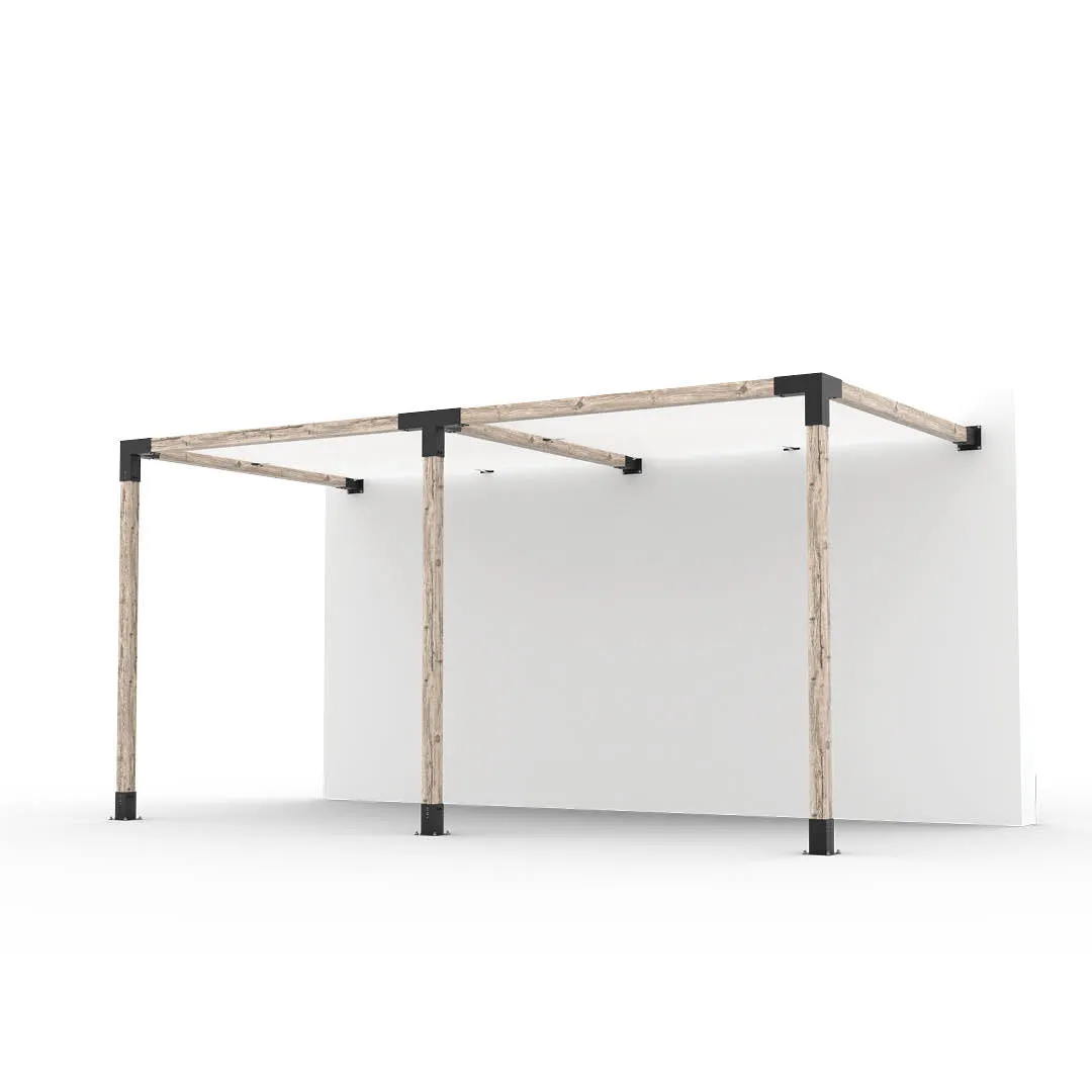 Double Wall Mount Pergola Kit with 2 SHADE SAILS for 4x4 Wood Posts