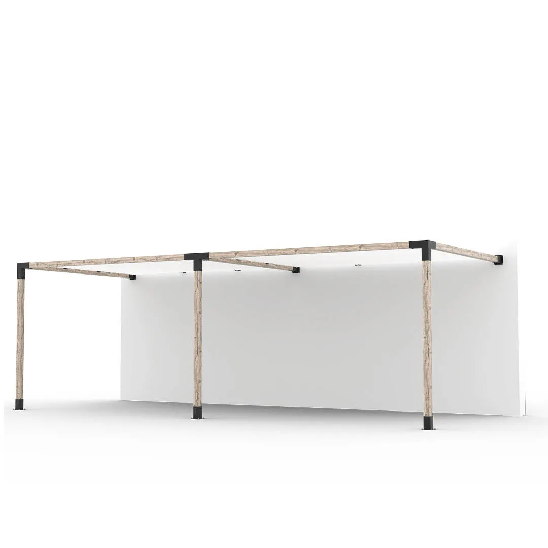 Double Wall Mount Pergola Kit with 2 SHADE SAILS for 4x4 Wood Posts