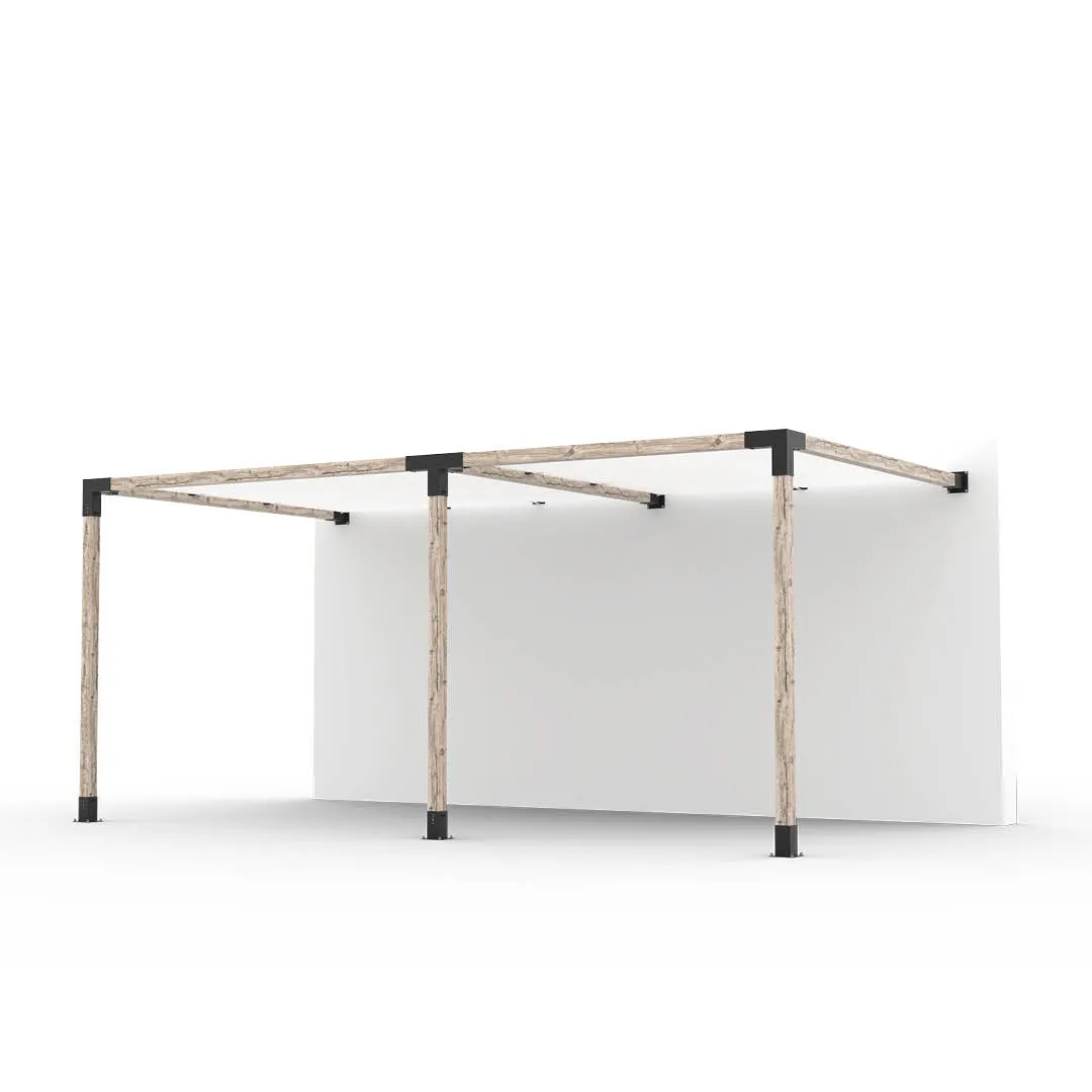 Double Wall Mount Pergola Kit with 2 SHADE SAILS for 4x4 Wood Posts
