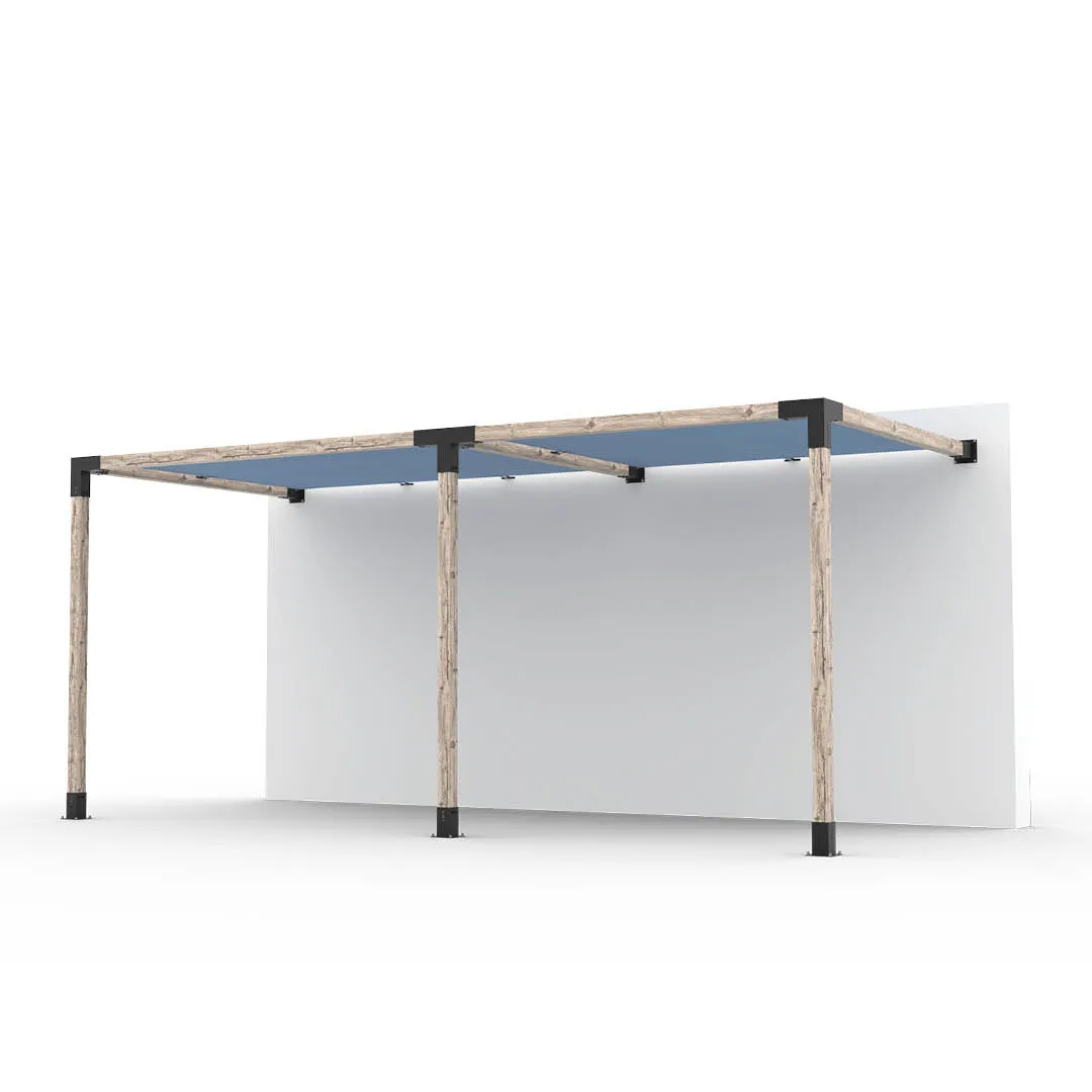 Double Wall Mount Pergola Kit with 2 SHADE SAILS for 4x4 Wood Posts