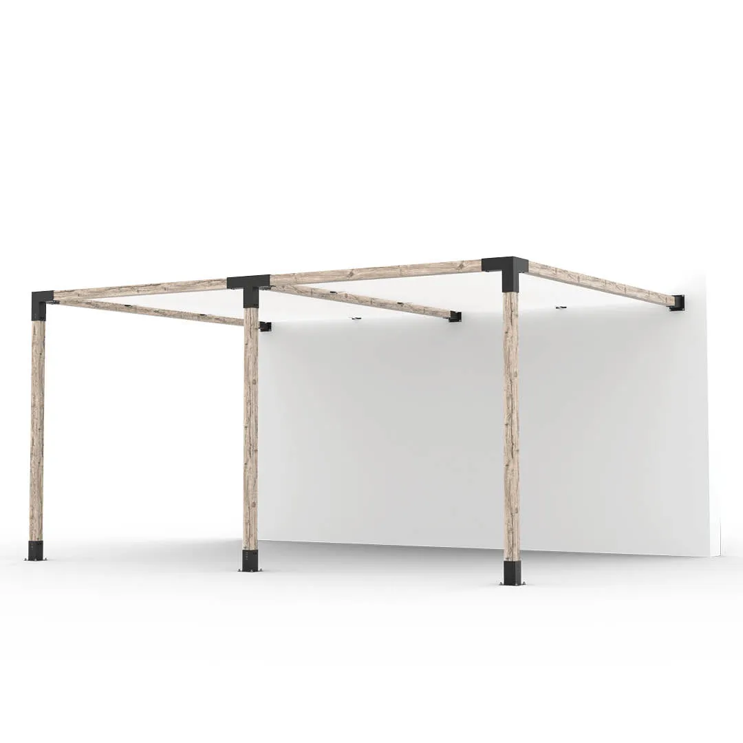Double Wall Mount Pergola Kit with 2 SHADE SAILS for 4x4 Wood Posts