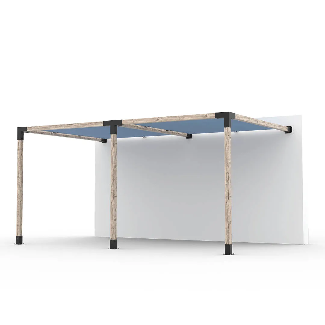 Double Wall Mount Pergola Kit with 2 SHADE SAILS for 4x4 Wood Posts