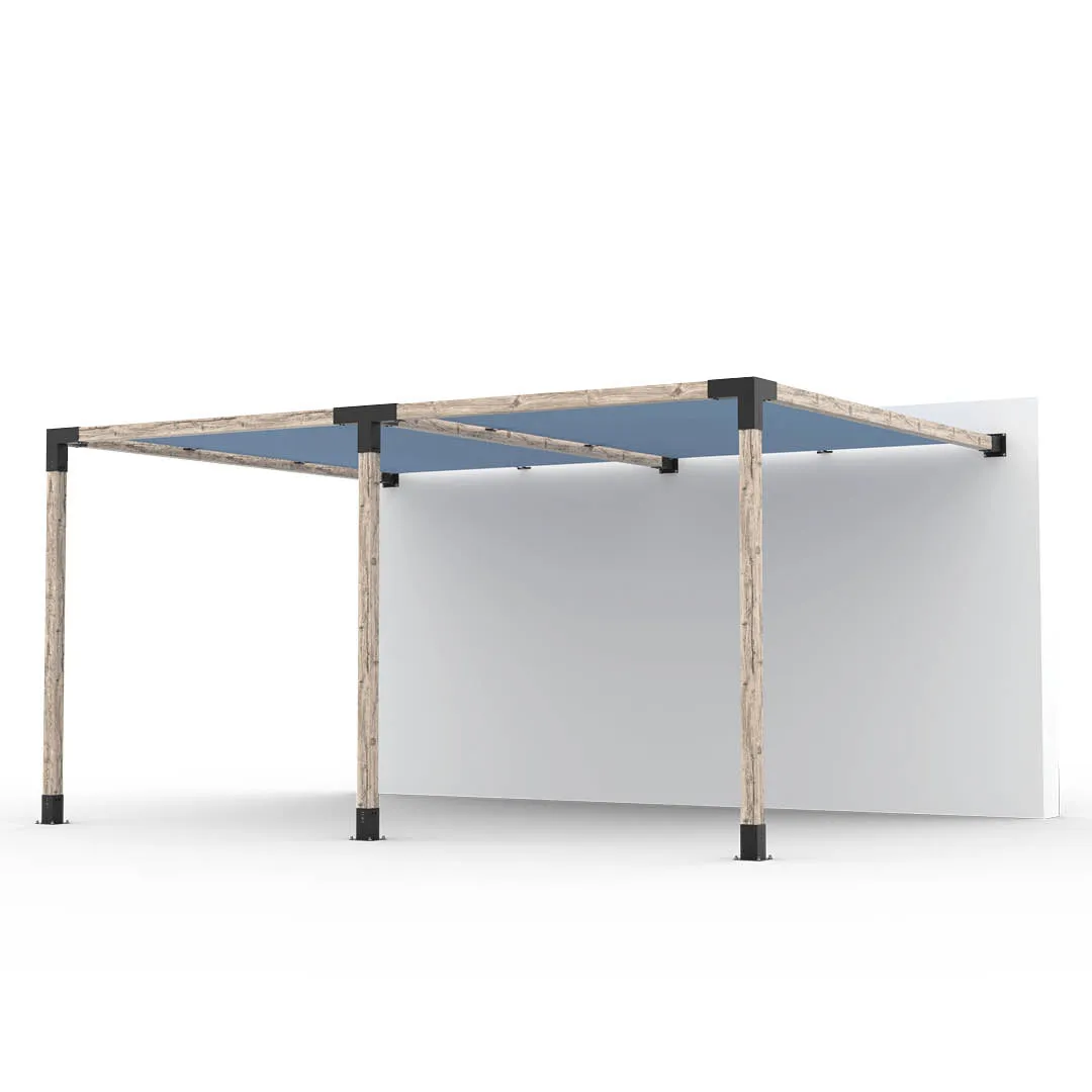 Double Wall Mount Pergola Kit with 2 SHADE SAILS for 4x4 Wood Posts