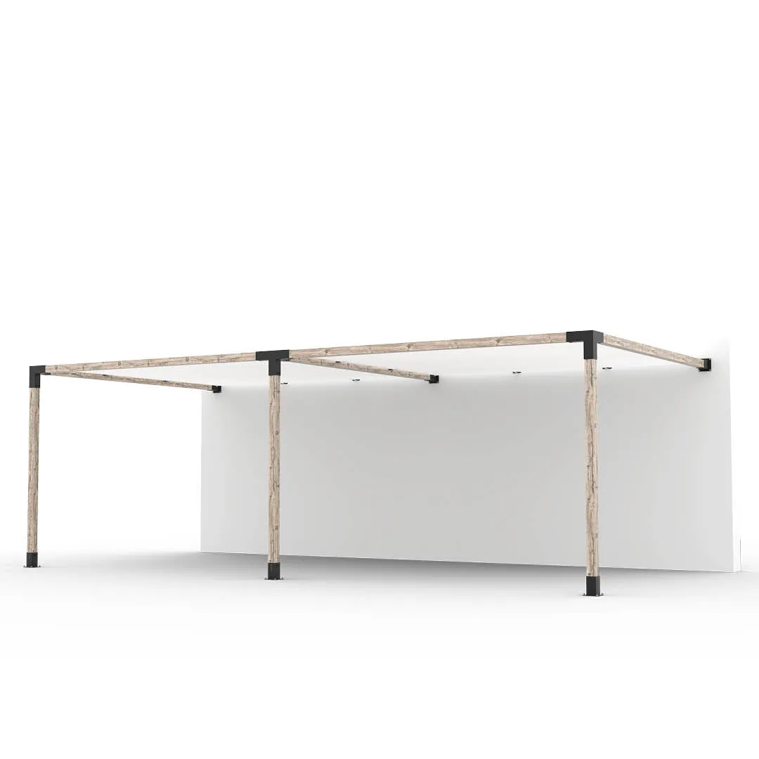 Double Wall Mount Pergola Kit with 2 SHADE SAILS for 4x4 Wood Posts