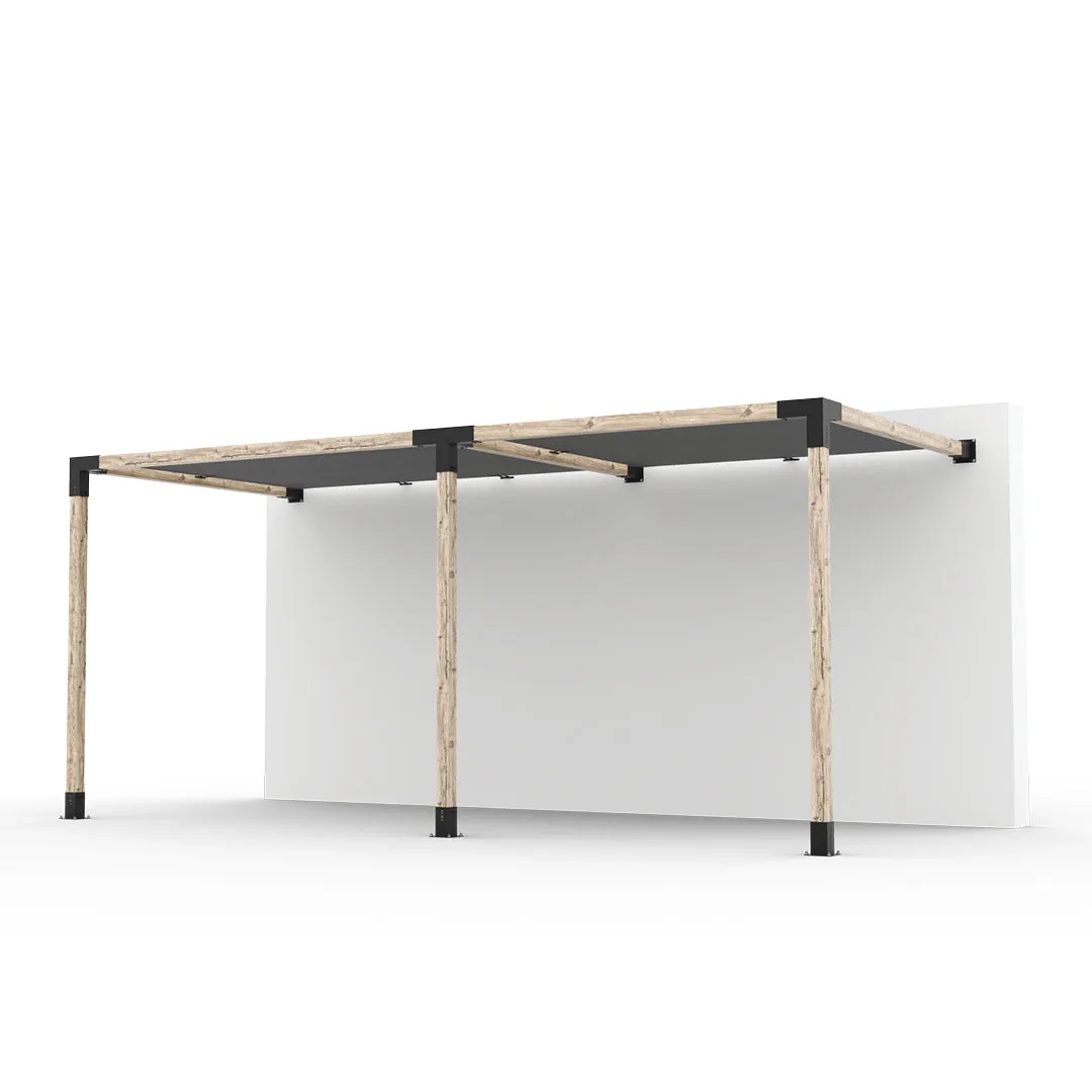 Double Wall Mount Pergola Kit with 2 SHADE SAILS for 4x4 Wood Posts