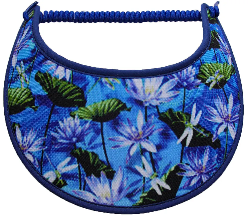 Dragonflies in Water Lily Pool on Blue Sun Visor
