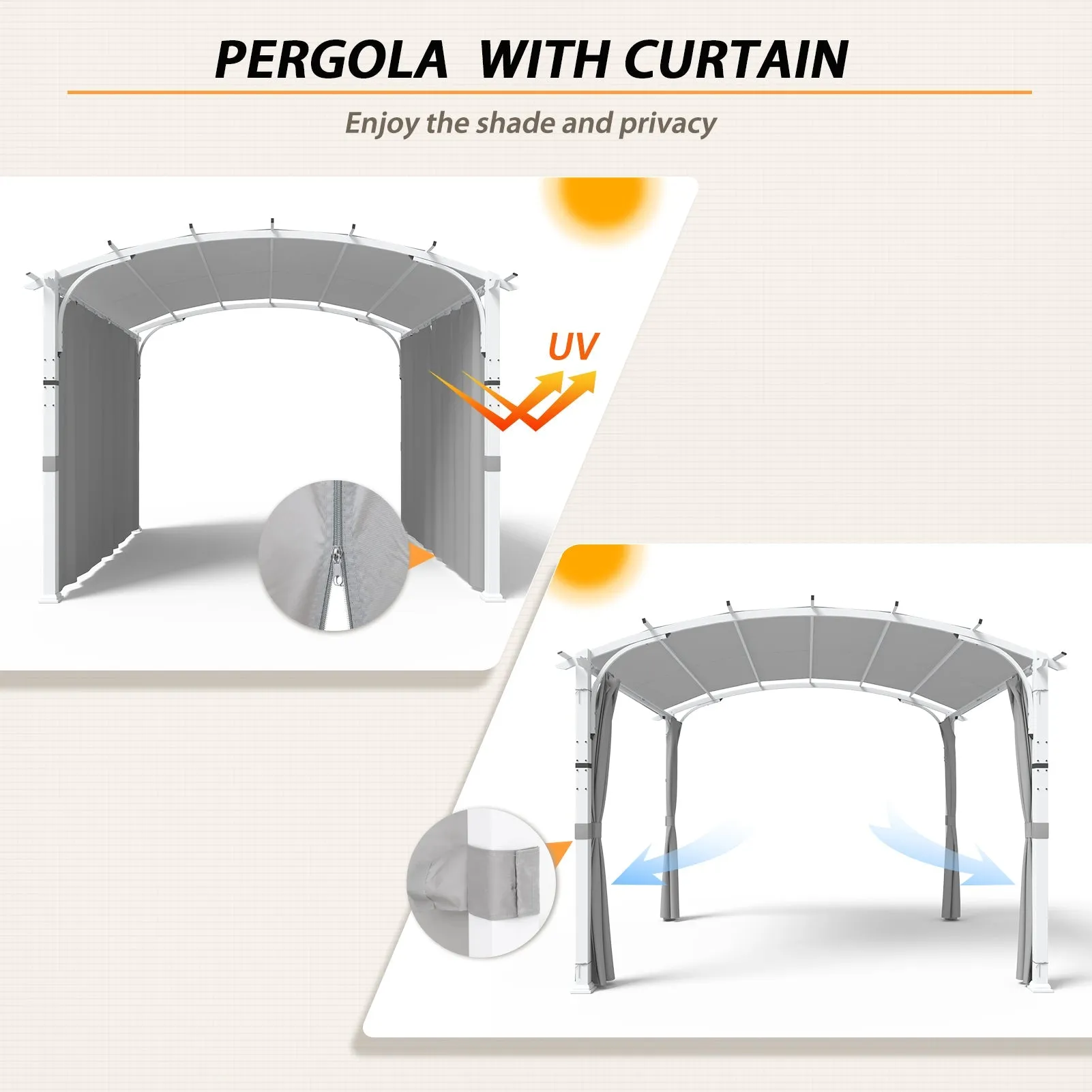 EAGLE PEAK 11x11 Outdoor Arched Top Pergola with Sidewalls