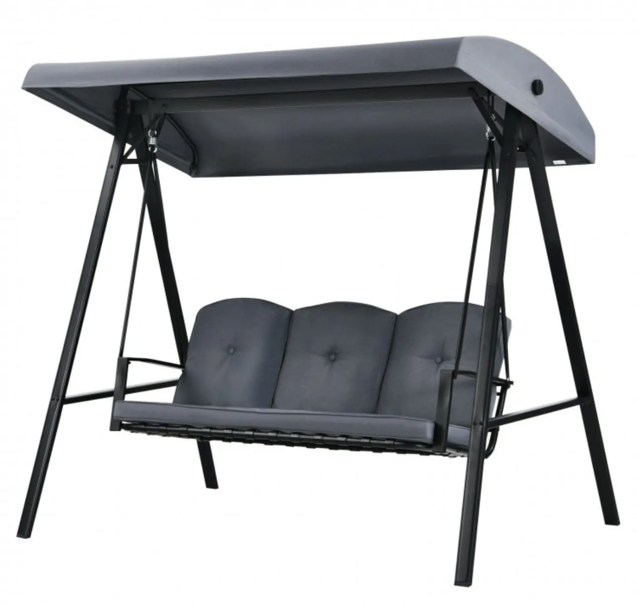 Elegant Outdoor Patio 3-Seater Porch Swing With Adjustable Cushions & Canopy | Spacious Sitting Space | Holds 710lbs | Sun Shade