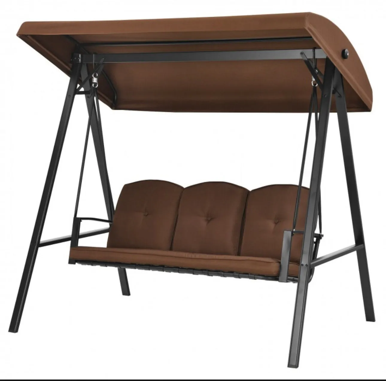 Elegant Outdoor Patio 3-Seater Porch Swing With Adjustable Cushions & Canopy | Spacious Sitting Space | Holds 710lbs | Sun Shade