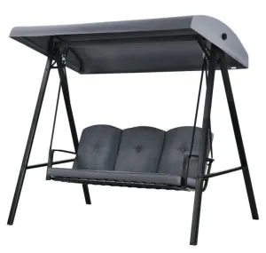 Elegant Outdoor Patio 3-Seater Porch Swing With Adjustable Cushions & Canopy | Spacious Sitting Space | Holds 710lbs | Sun Shade