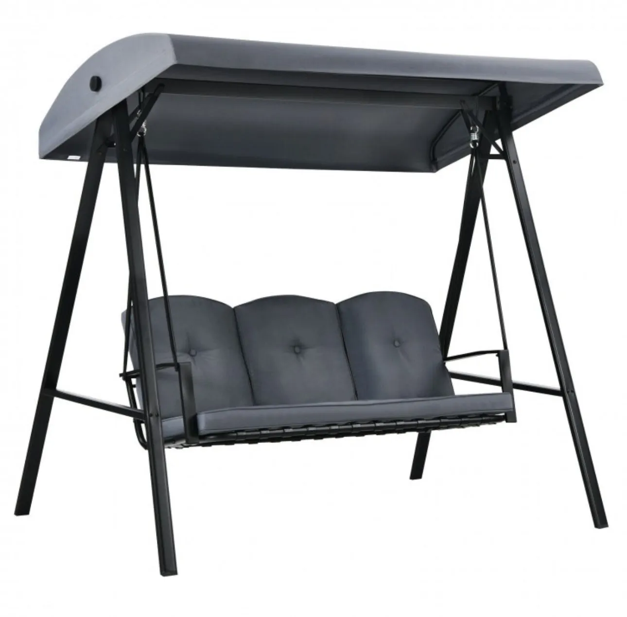 Elegant Outdoor Patio 3-Seater Porch Swing With Adjustable Cushions & Canopy | Spacious Sitting Space | Holds 710lbs | Sun Shade