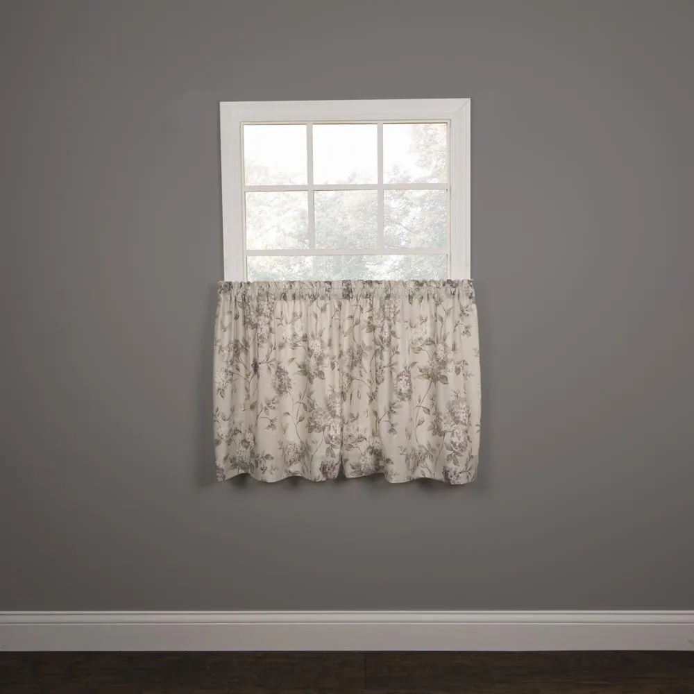 Ellis Curtain Abigail Design Printed Room Darkening 2-Piece Window Rod Pocket Pair Set With 2 Tiers - 56x36", Lilac