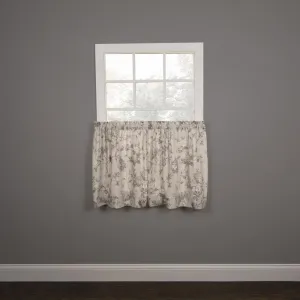 Ellis Curtain Abigail Design Printed Room Darkening 2-Piece Window Rod Pocket Pair Set With 2 Tiers - 56x36", Lilac