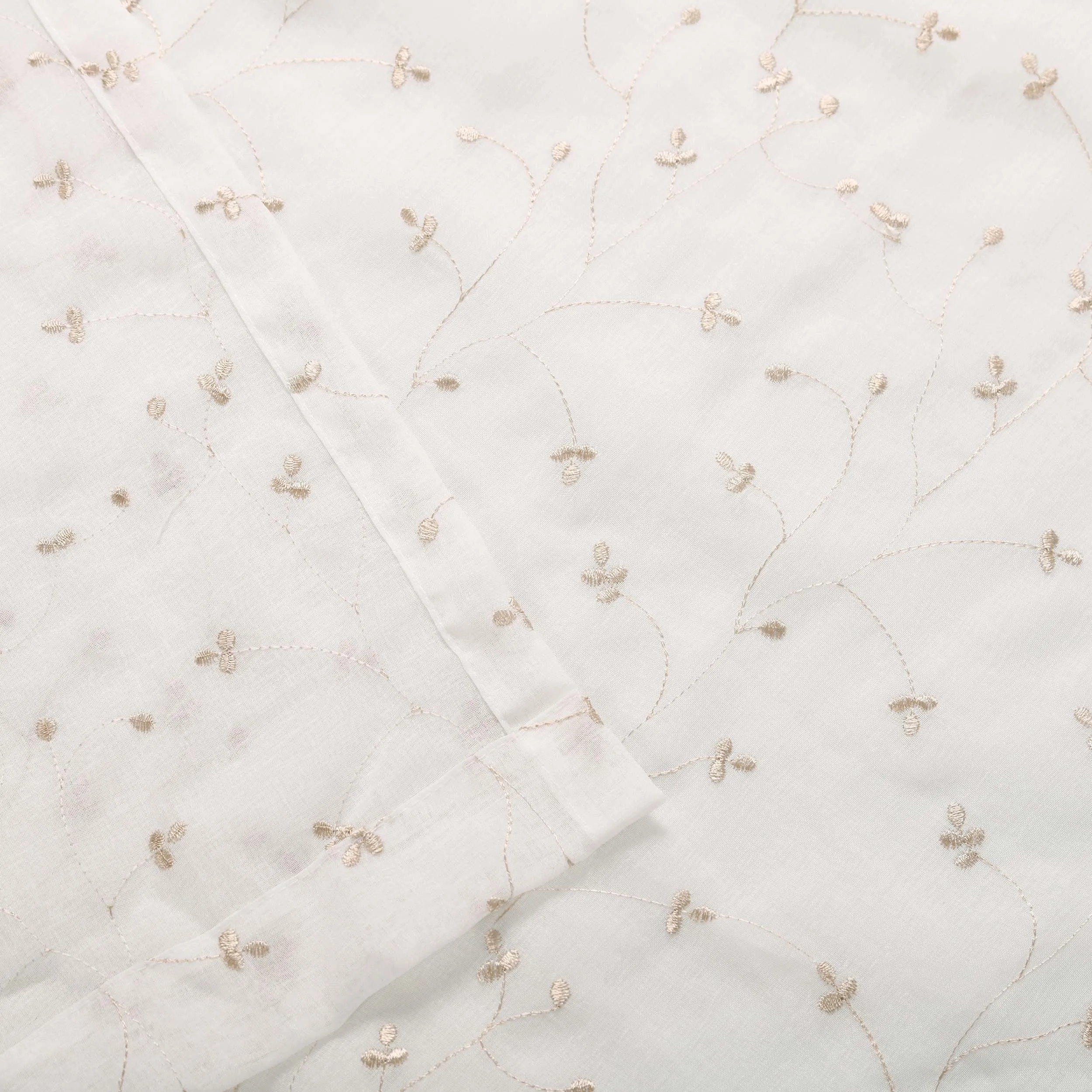 Embroidered Delicate Flower Sheer Grommet Curtain Panel Set