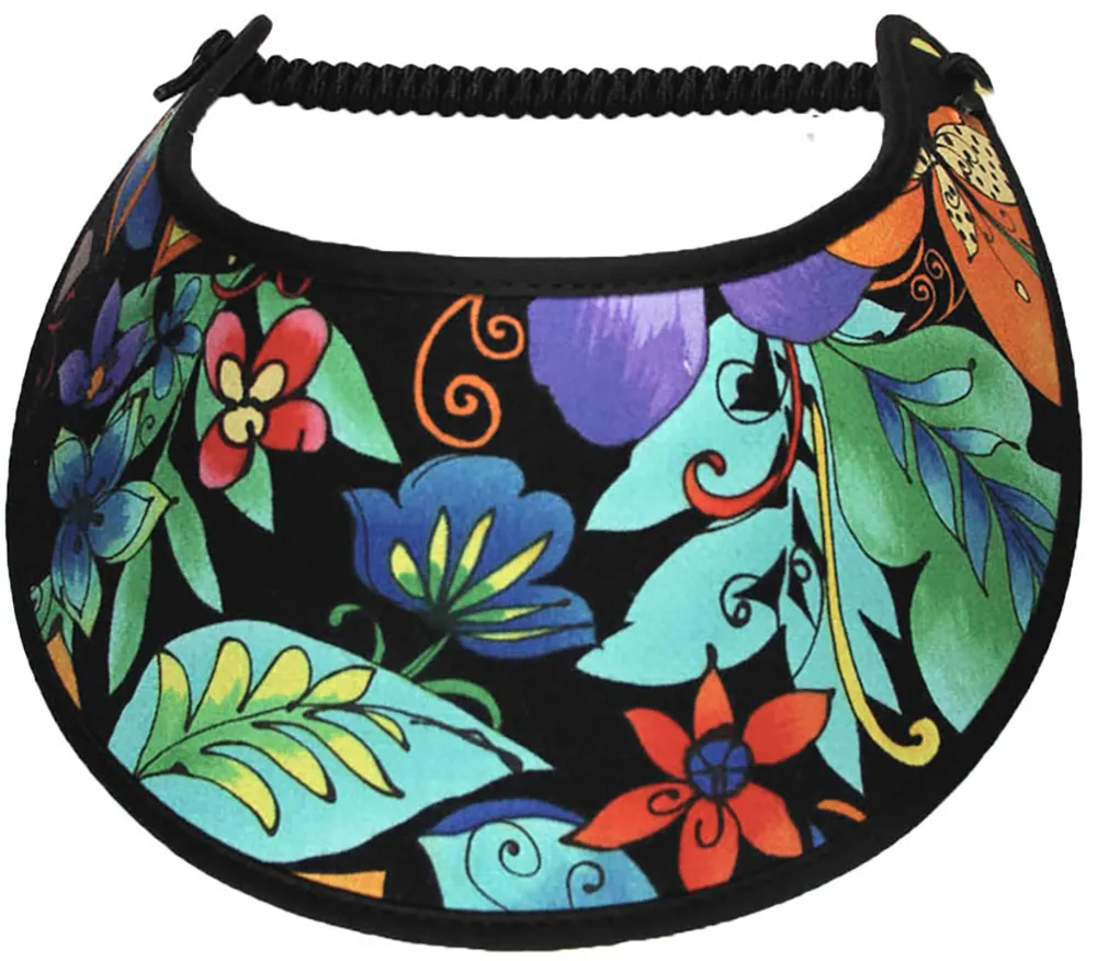 Floral Design Sun Visor in Blue, Purple, Orange and Green