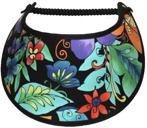 Floral Design Sun Visor in Blue, Purple, Orange and Green