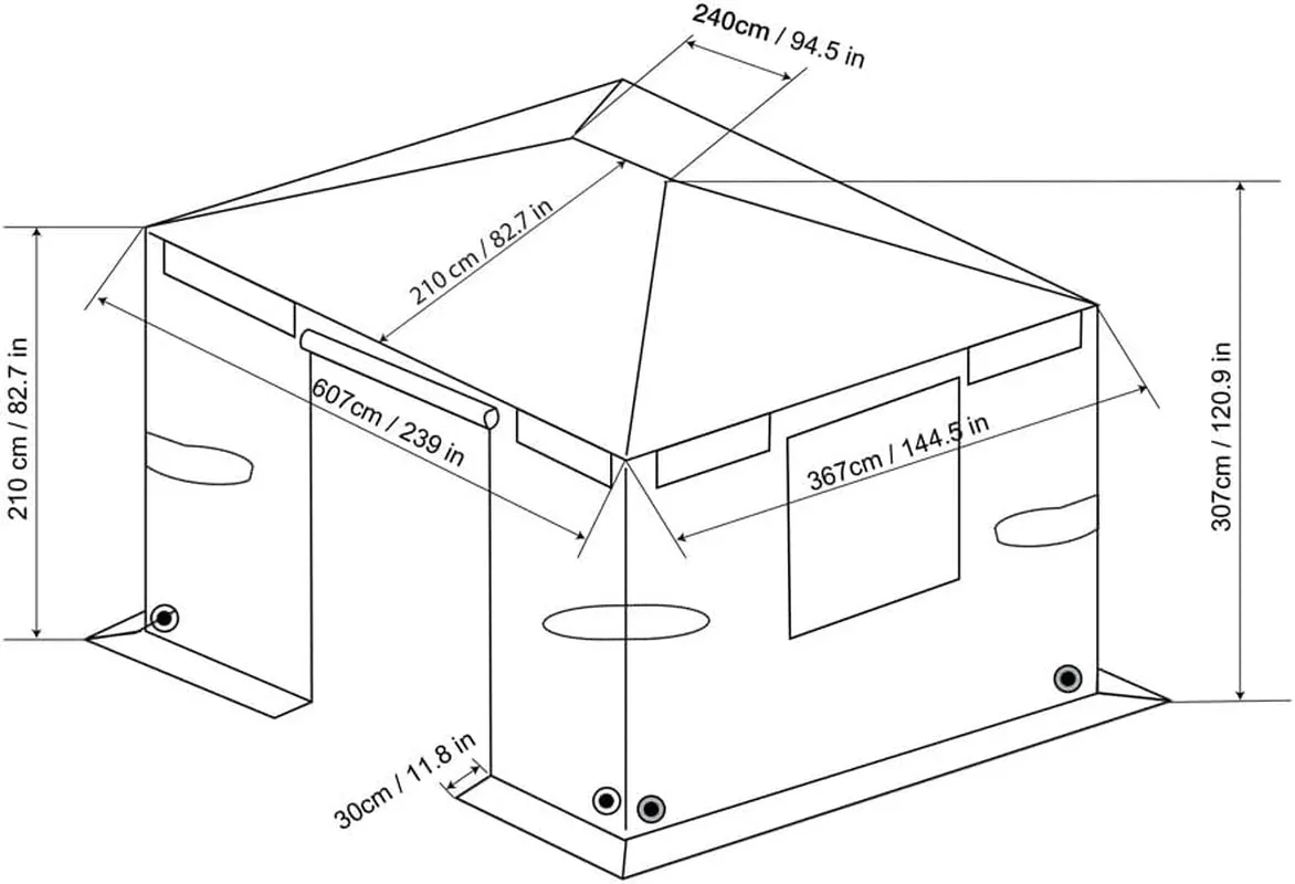 Gazebo Accessories 12' X 20' Universal Winter Cover for Outdoor Sun Shelters and Gazebos