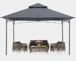 Gazebos for Patios 10X10 - Outdoor Steel Frame Gazebo for Lawn Backyard Garden Deck (Dark Gray)