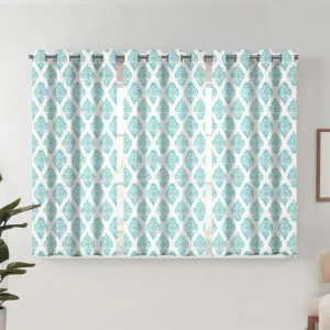 Geralda Flora Semi Blackout Curtain (Blue) - Set Of Three