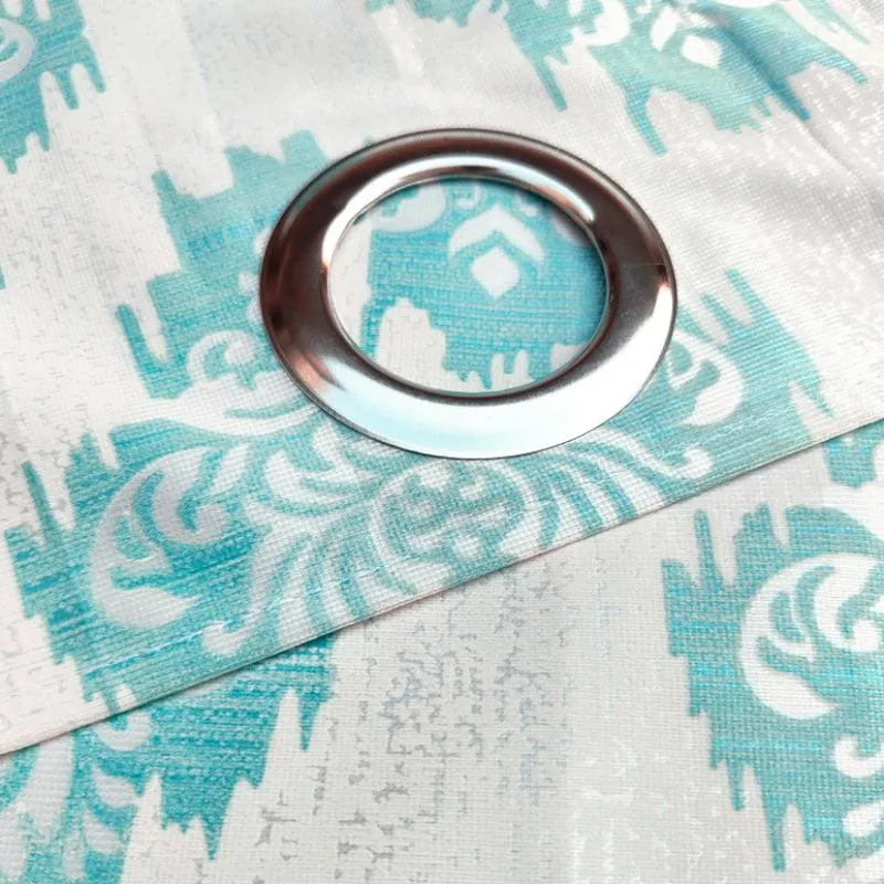 Geralda Flora Semi Blackout Curtain (Blue) - Set Of Three