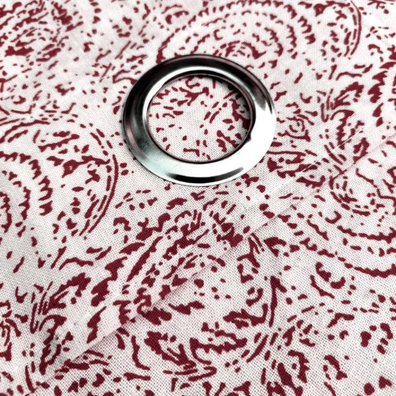 Geralda Flora Semi Blackout Curtain (Red) - Set Of Two