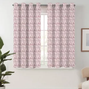 Geralda Flora Semi Blackout Curtain (Red) - Set Of Two