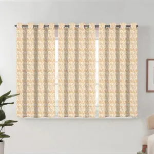 Geralda Flora Semi Blackout Curtain (Yellow) - Set Of Three